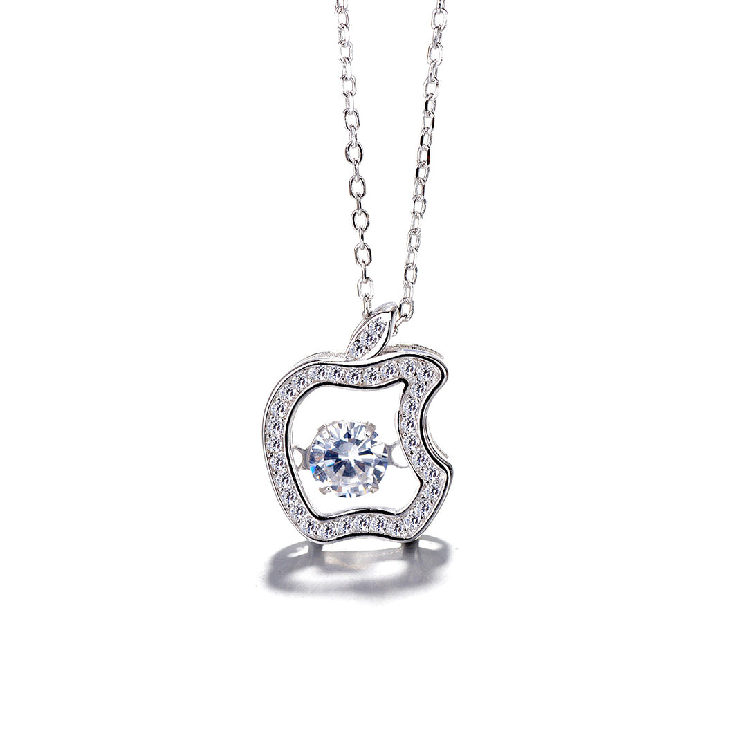 Sterling Silver Genuine Crystal Apple Pendant Necklace