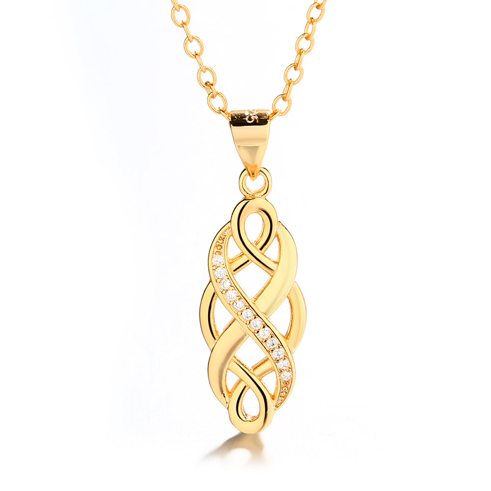 14K Rose Gold Celtic Pendant Necklace with Swarovski Crystals