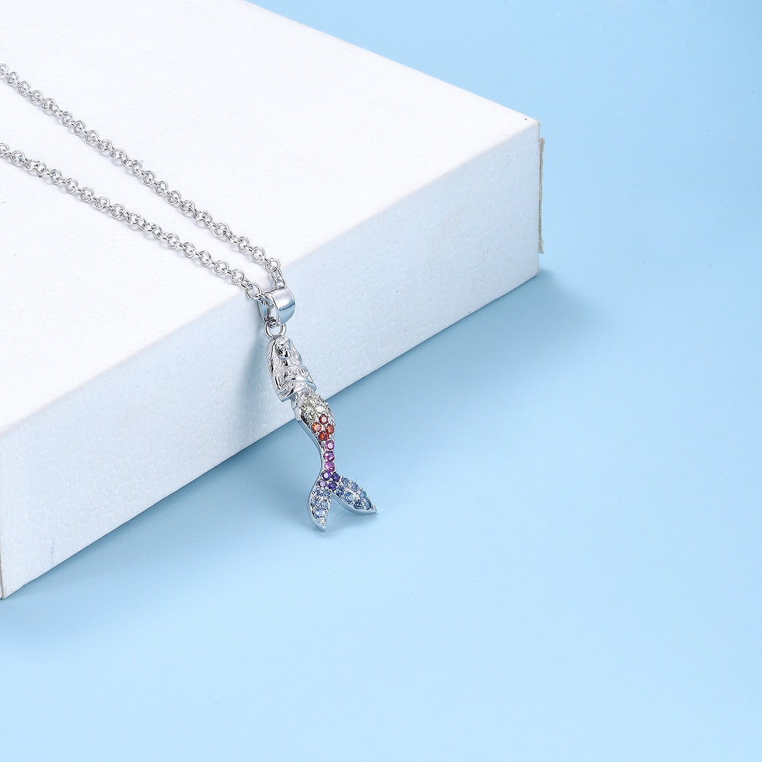 Muli-Colored Swarovski Crystal Mermaid Pendant Necklace