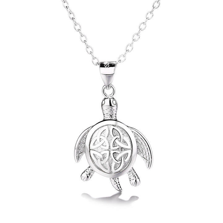 Sterling Silver Celtic Turtle Pendant Necklace