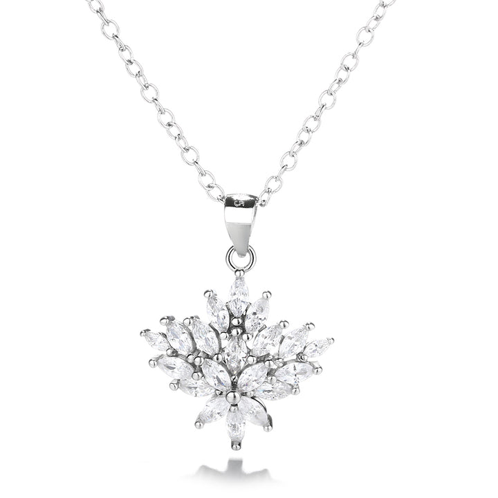 Sterling Silver Cluster Crystal Pendant Necklace