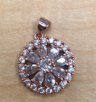Sterling Silver Flower Halo Pendant Necklace with Swarovski Crystals