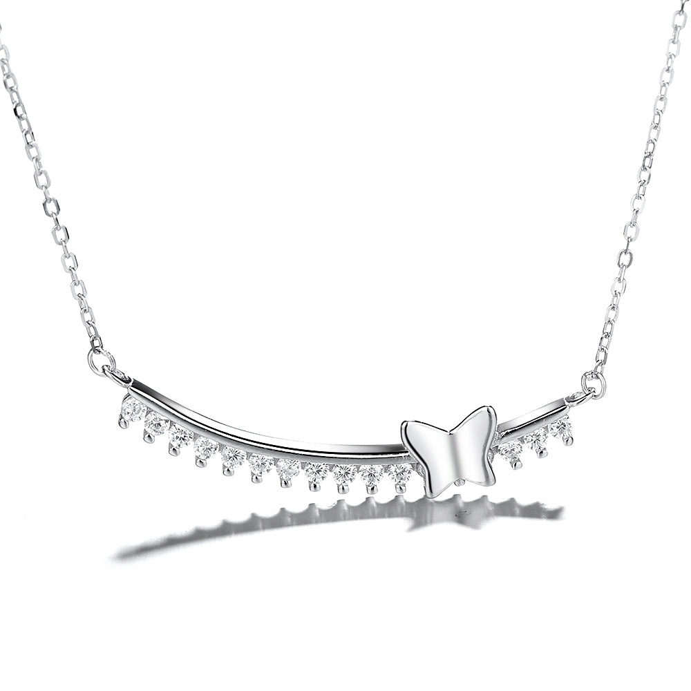 Sterling Silver Butterfly perched on Branch Necklace