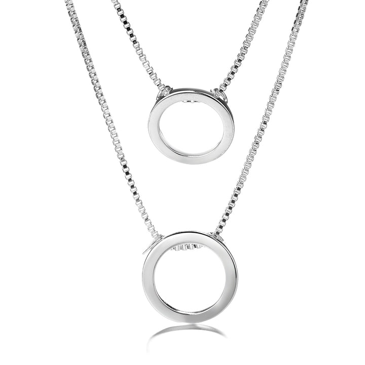 Sterling Silver Minimalist Two Layer Pendant Necklace