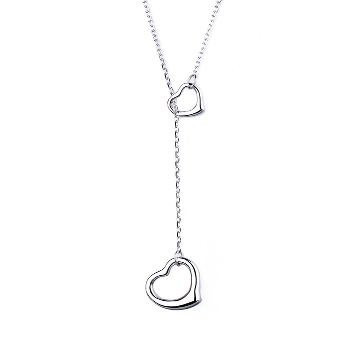 Sterling Silver Lariat Heart Pendant Necklace
