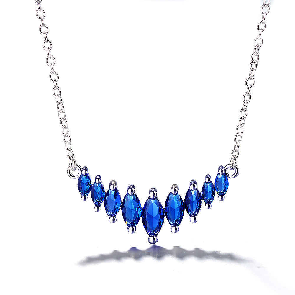Sterling Silver Graduated Sapphire Necklace