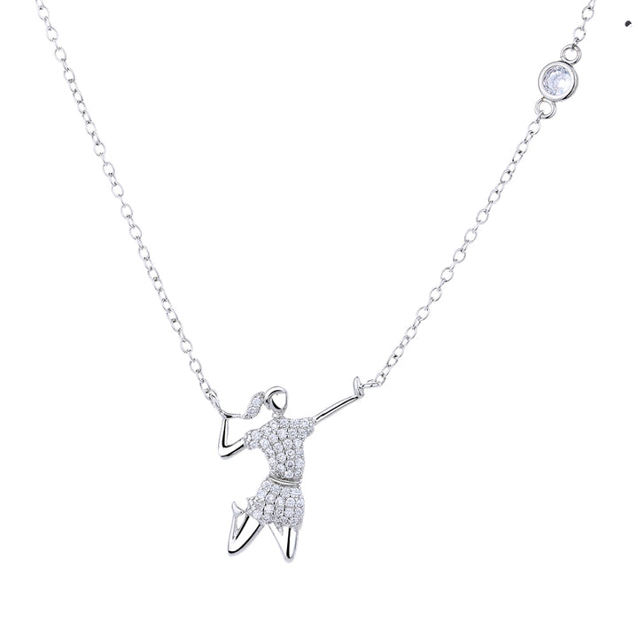 Sterling Silver Volleyball Player Pendant Necklace