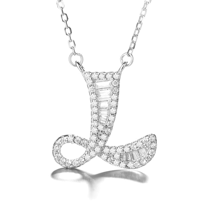 Sterling Silver Initial Pendant Necklace with Swarovski Crystal