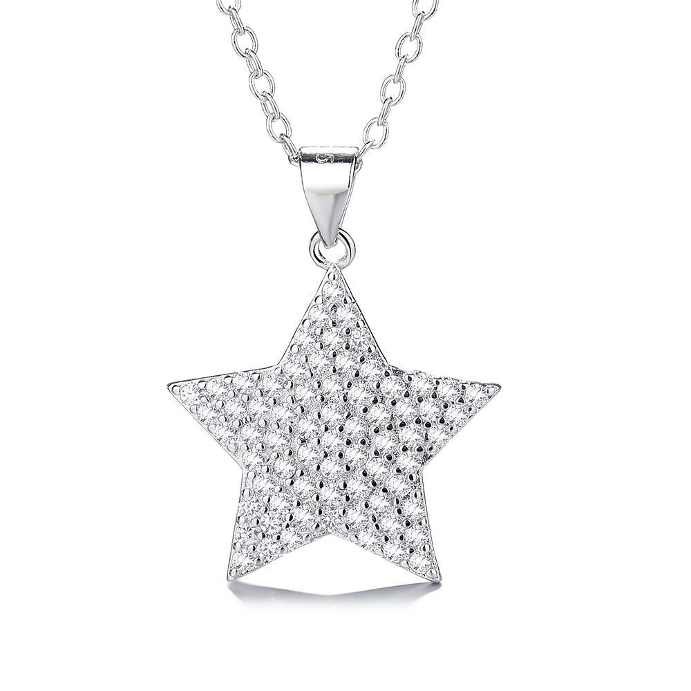 Sterling Silver Star Pendant Necklace with crystals from Swarovski