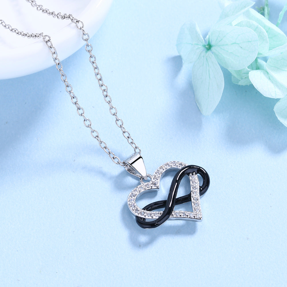 Swarovski Crystal Infinity Loop Heart Pendant Necklace
