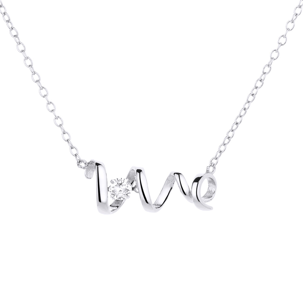 Sterling Silver and 14K Rose Gold Love Pendant Necklace
