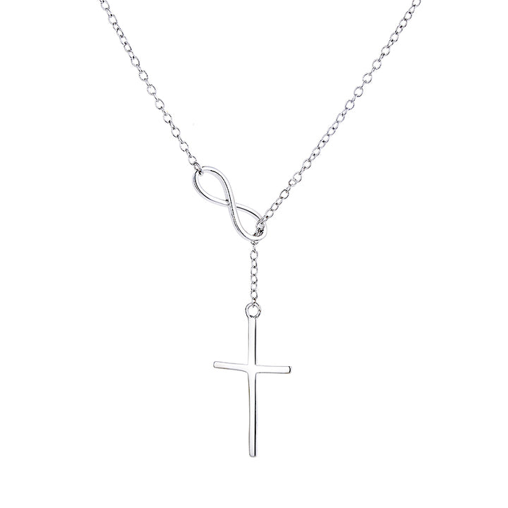14K Gold Lariat Infinity Cross Pendant necklace