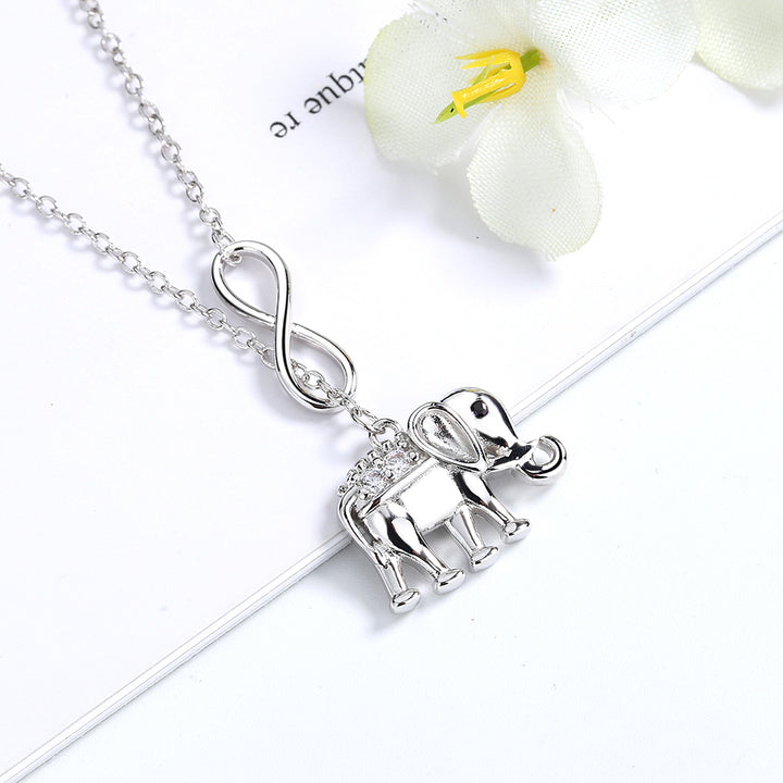 Sterling Silver Infinity Elephant Lariat Pendant Necklace