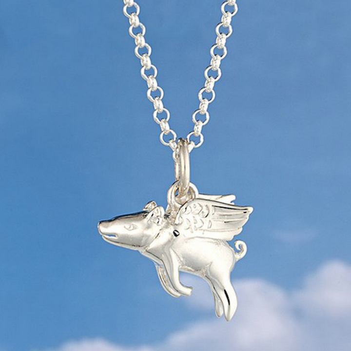 Sterling Silver When Pigs Fly Necklace