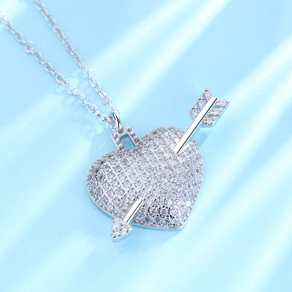 Sterling Silver Shot through the Heart with Swarovski Crystals