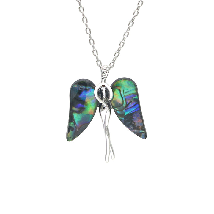 Sterling Silver and Abalone Angel Pendant Necklace