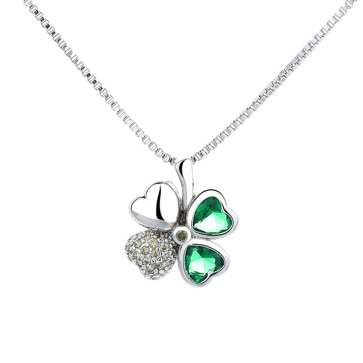 Sterling Silver Clover Pendant Necklace with crystals from Swarovski