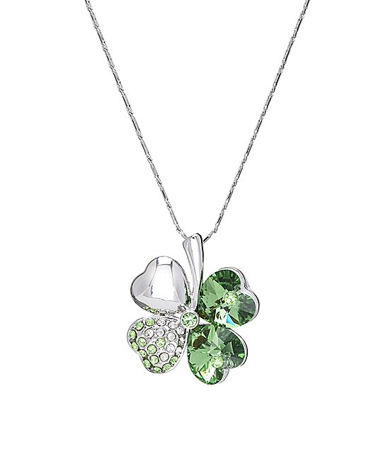 Sterling Silver Clover Pendant Necklace with crystals from Swarovski