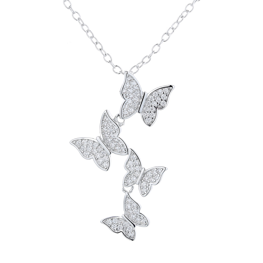Swarovski Crystal Dangling Multi Butterfly Pendant Necklace