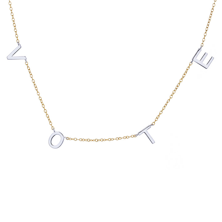 14K Gold and Sterling Silver Vote Necklace