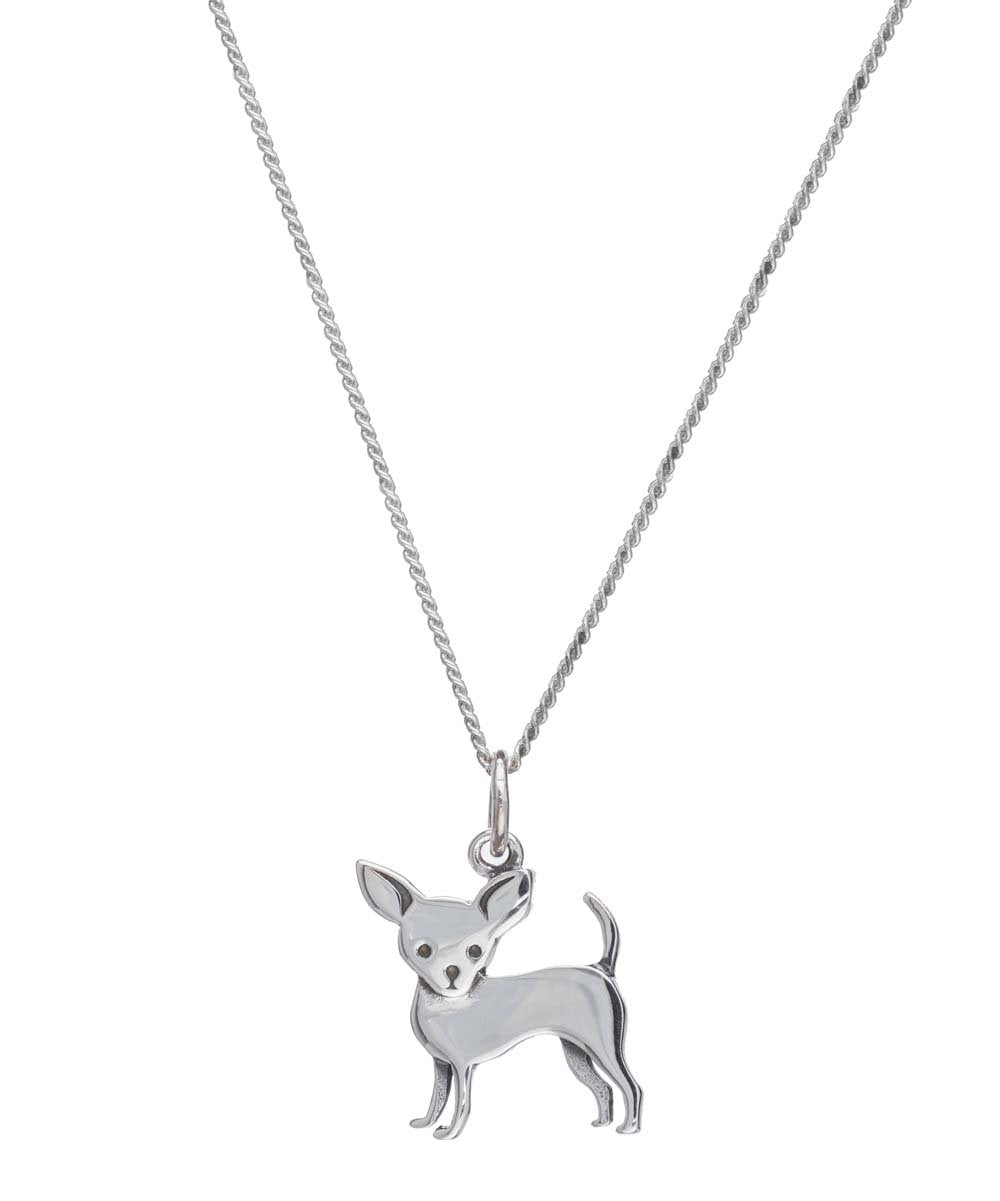 Sterling Silver Chihuahua Dog Pendant Necklace