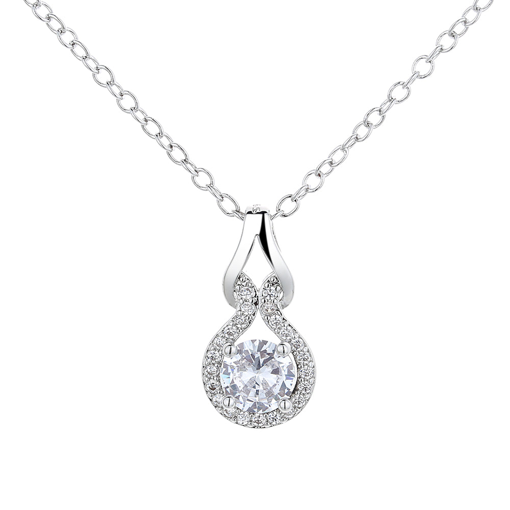 Sterling Silver Solitaire Infinity necklace with Swarovski