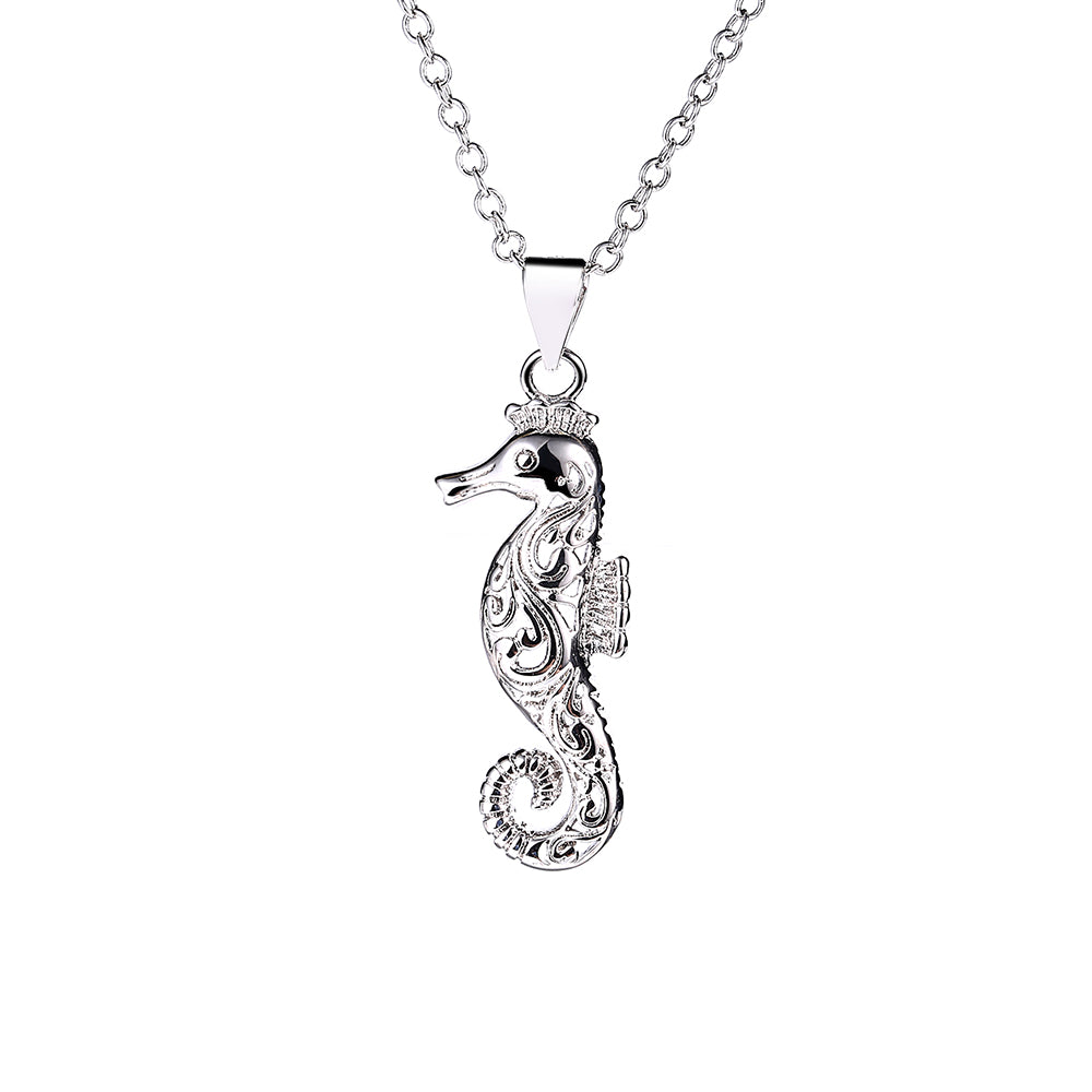 Sterling Silver Artisan Filigree Sea Horse Necklace