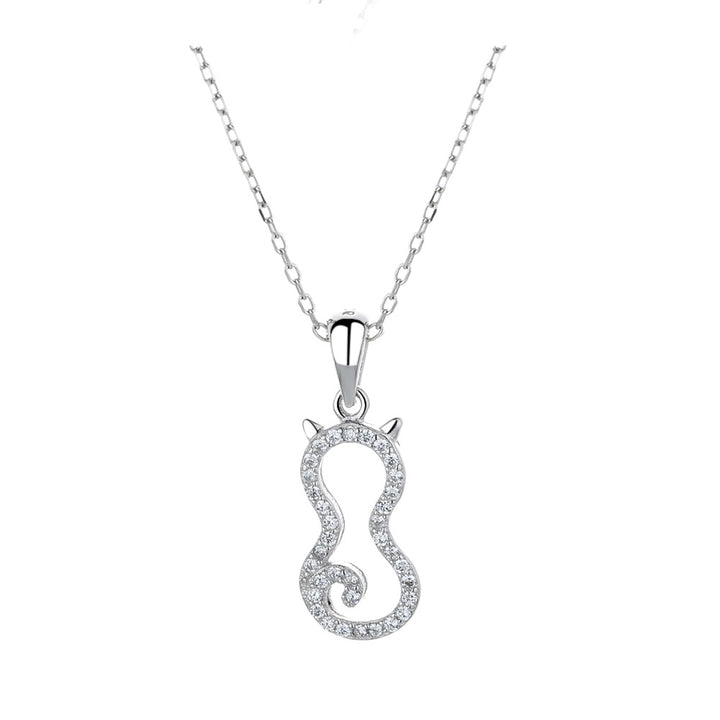 Sterling Silver Cat Pendant Necklace with crystals from Swarovski