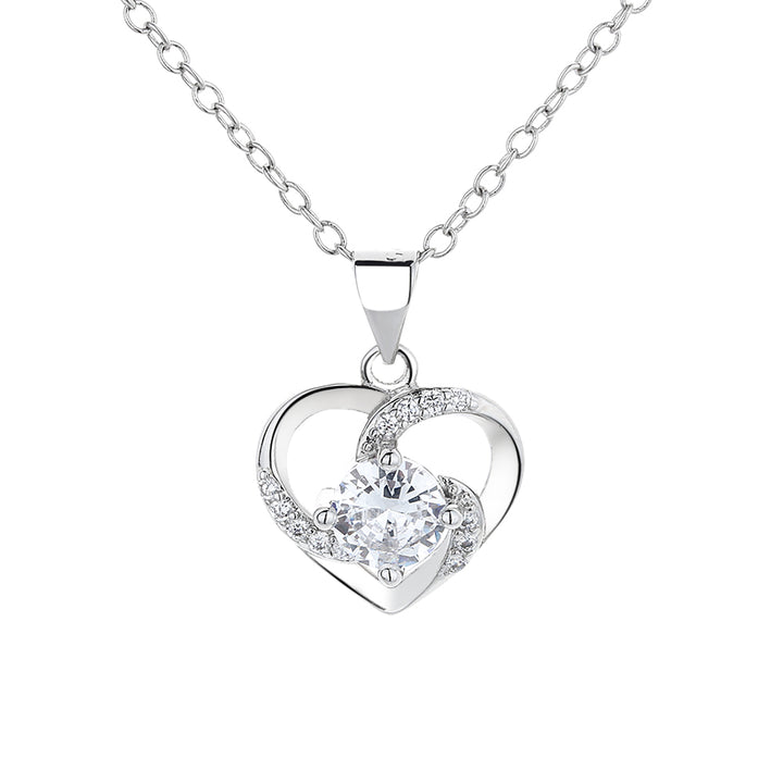 Sterling Silver Heart Necklace with Genuine Crystals