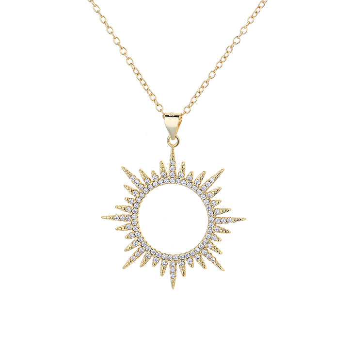 Sterling Silver Sunburst Pendant Necklace with crystals from Swarovski