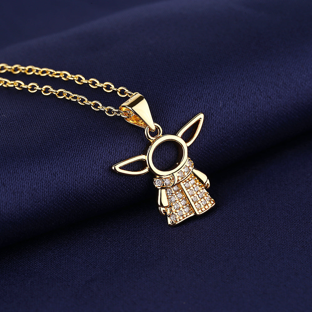14K Gold Necklace with Genuine Crystals