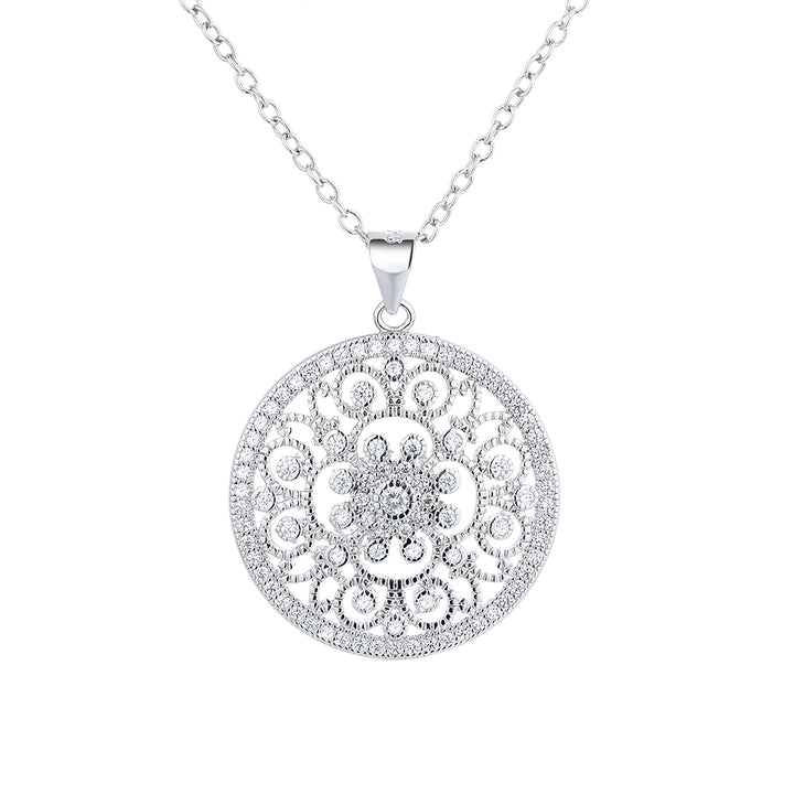Sterling Silver Filigree Pendant Necklace with crystals from Swarovski