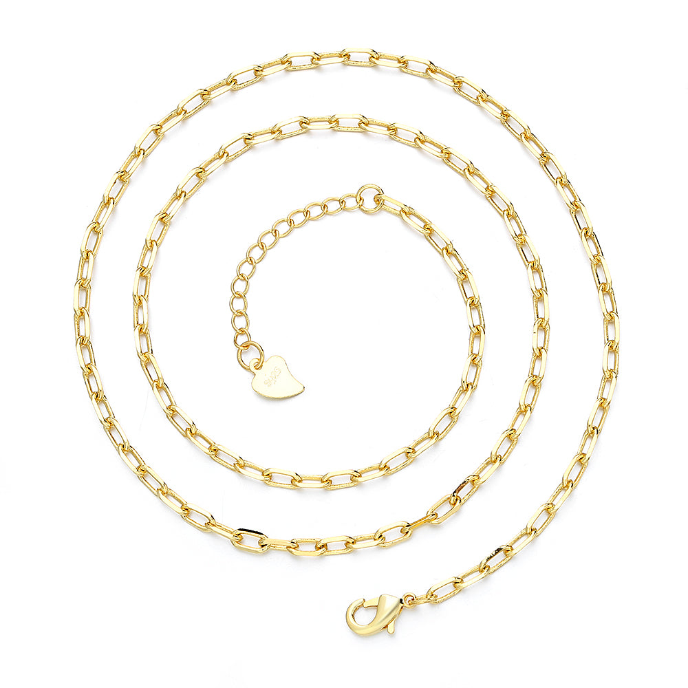 18K Gold Sterling Silver Paper Clip Necklace