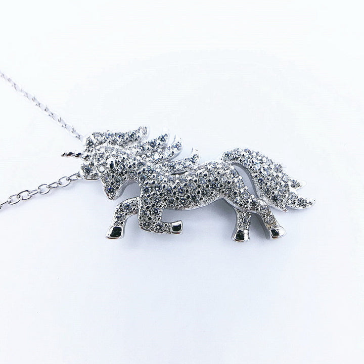 Sterling Silver Unicorn Swarovski Pendant Necklace