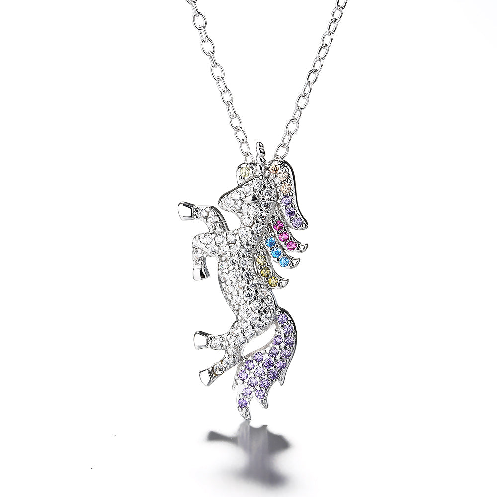 Sterling Silver Unicorn Swarovski Pendant Necklace