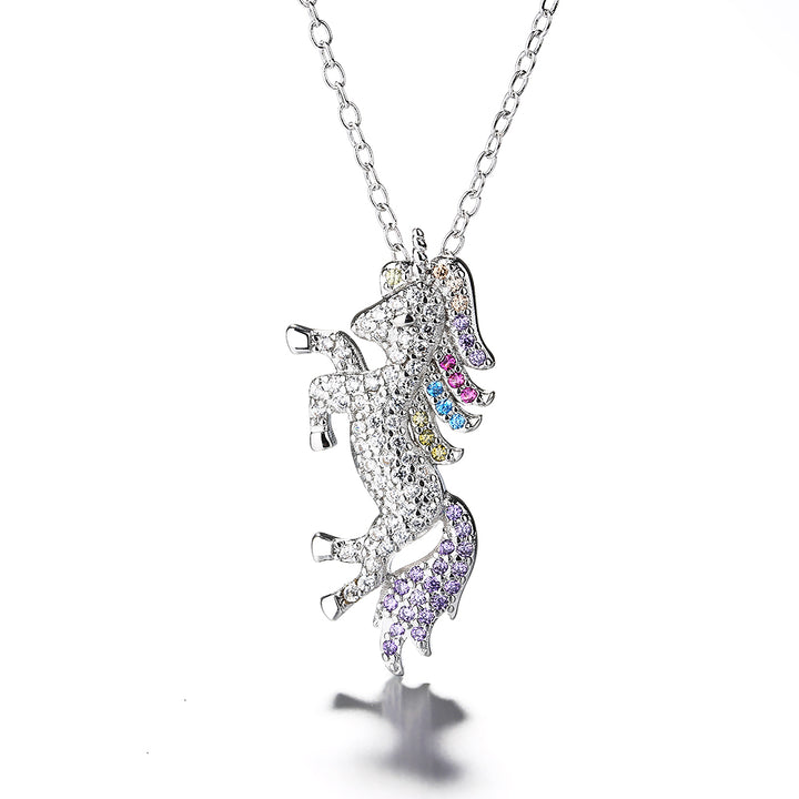 Sterling Silver Unicorn Swarovski Pendant Necklace