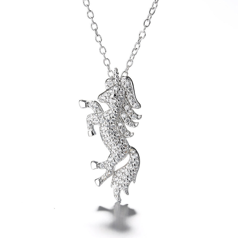 Sterling Silver Unicorn Swarovski Pendant Necklace