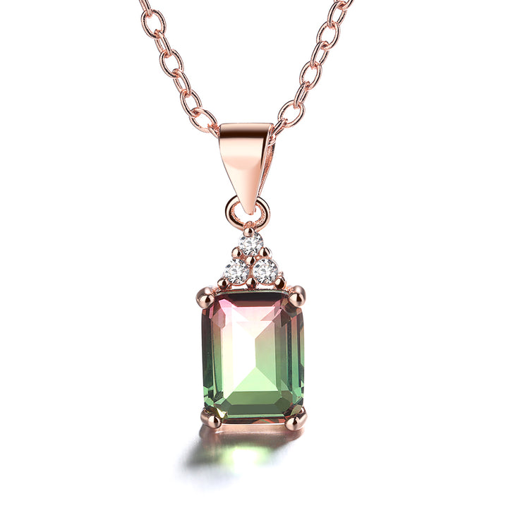 Rose Gold Over Sterling Silver Watermelon Ametrine Pendant Necklace