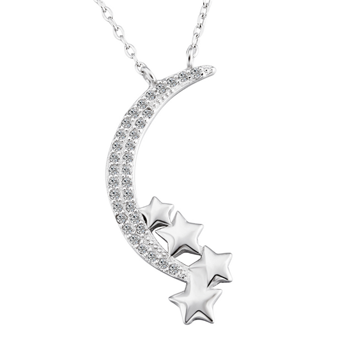 Sterling Silver & Genuine Crystal Moon Necklace