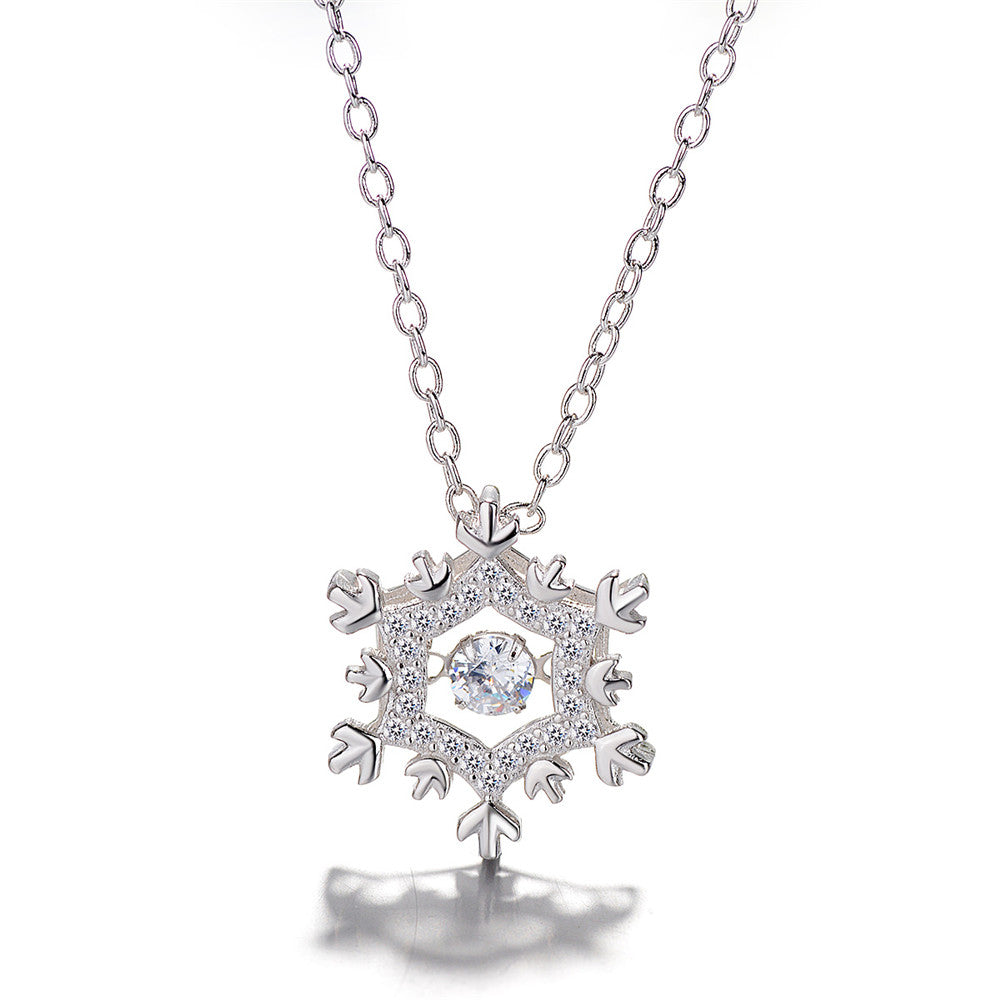 Sterling Silver Floating Snow Flake Necklace