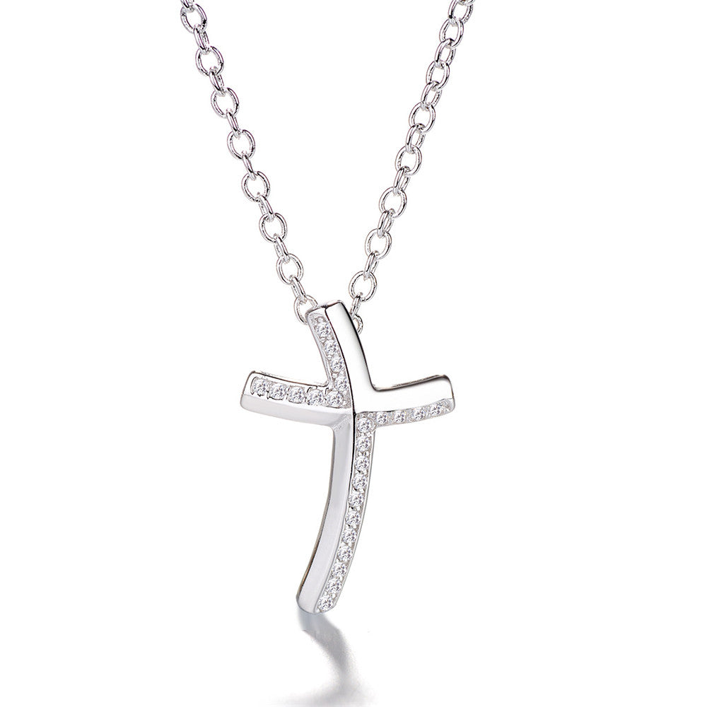 Sterling Silver & Cubic Zirconia Cross Necklace