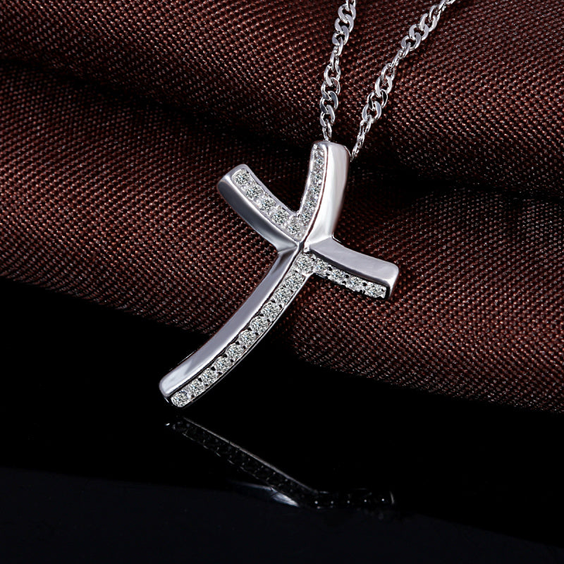 Sterling Silver & Cubic Zirconia Cross Necklace