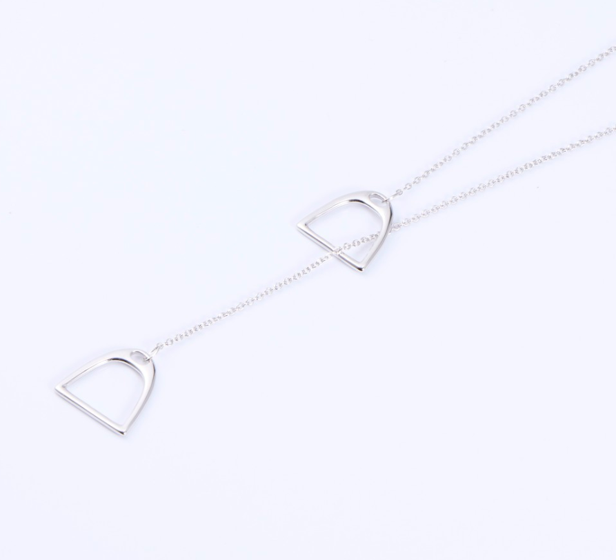 Sterling Silver Geometric Lariat Necklace