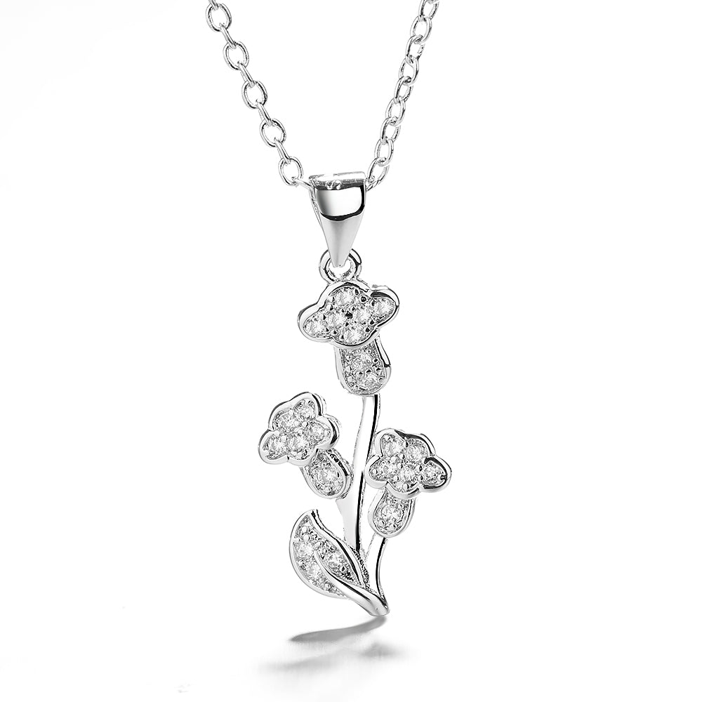 18k Rose over Sterling Silver Tulip Pendant Necklace with Swarovski