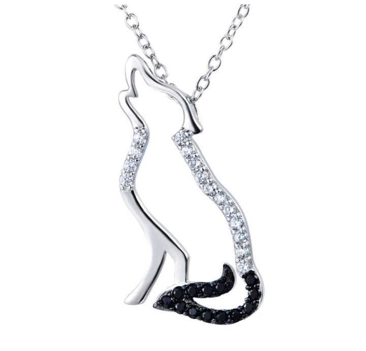 Sterling Silver Fox Pendant with Crystals