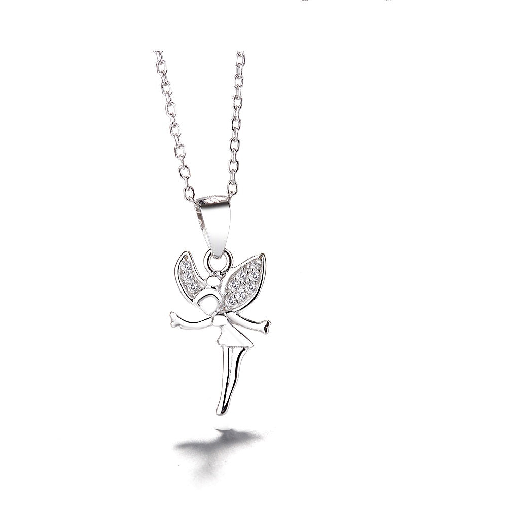 18K Rose Gold over Sterling Silver Crystal Fairy Pendant Necklace