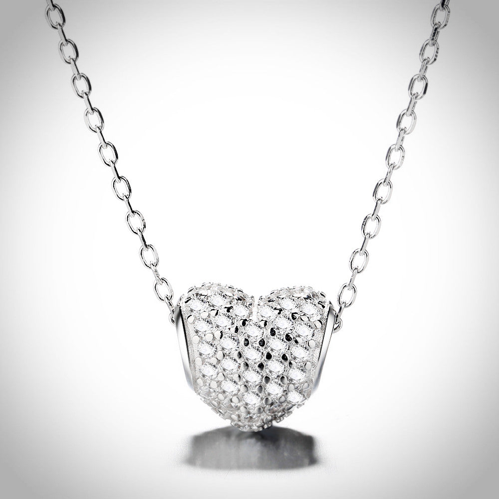 Sterling Silver Bubble Heart Necklace with crystals from Swarovski
