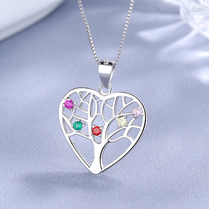Sterling Silver Gemstone Heart Tree of Life pendant necklace