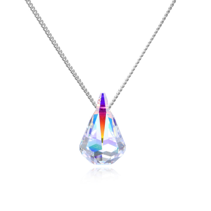 Sterling Silver Water Drop Swarovski Crystal Pendant Necklace