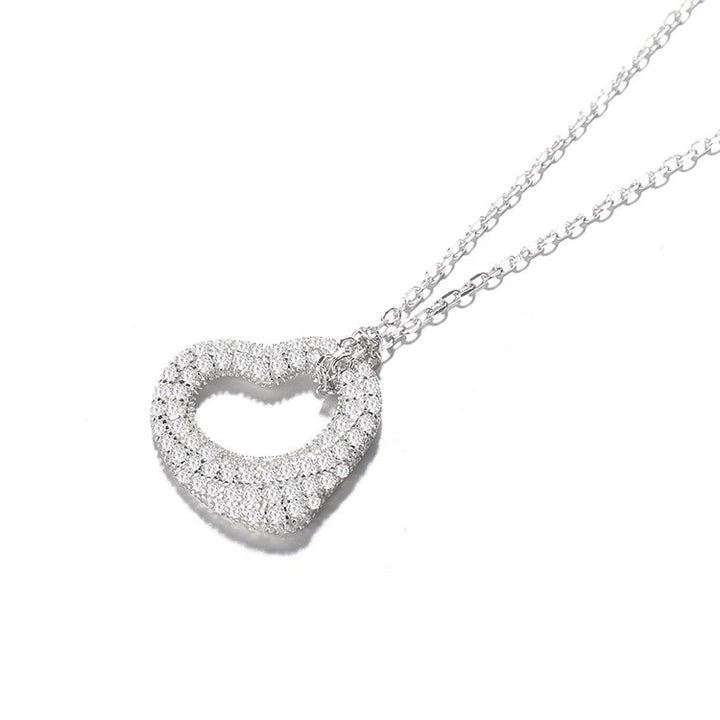 Sterling Silver Swarovski Crystal Pave Heart Pendant